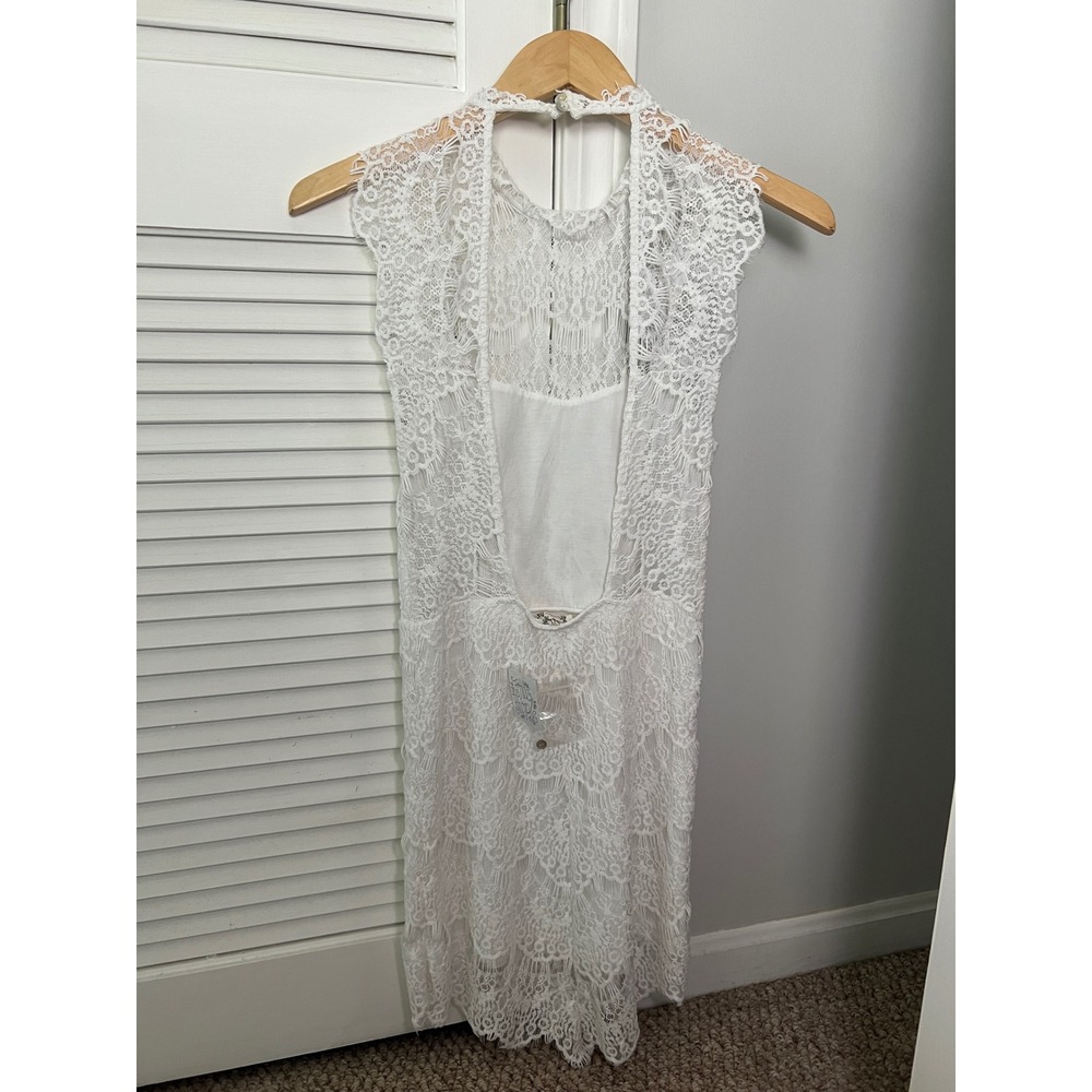NWT Free People Daydream Mini Dress High Neck Wedding Coquette Feminine Size XS - Picture 2 of 7